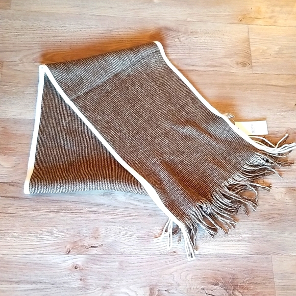 Accessories - Brown Winter Scarf With Beige Trim